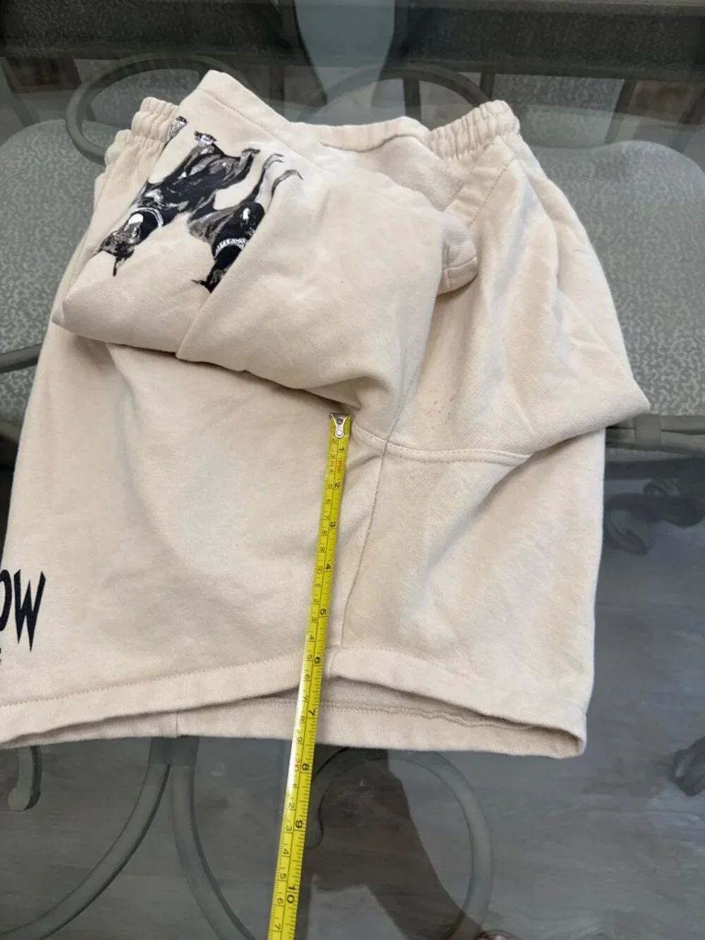 Death Row Records Beige Graphic Sweat Shorts 2XL Cotton/Polyester Mens Casual Lo